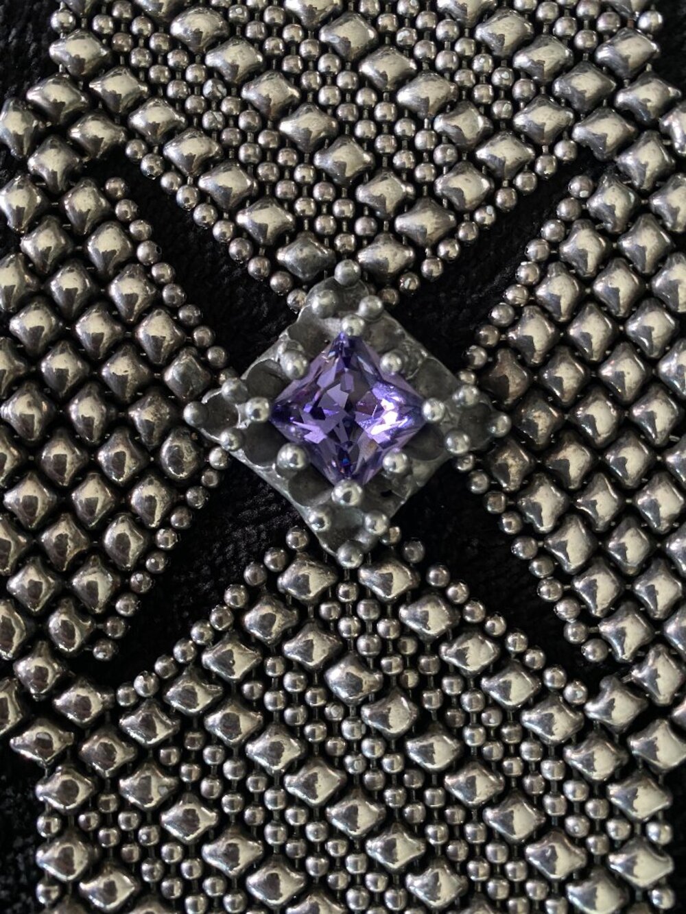 Sergio Gutierrez SG Silver Mesh Liquid Metal Diamond Emerald Cut Bracelet